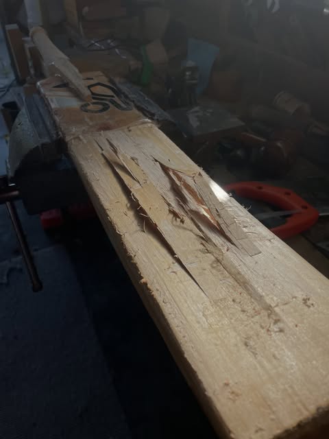 Bat face with delamination before repair